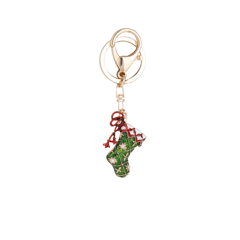Wholesale Snowman Christmas Socks Hanging Alloy Keychains